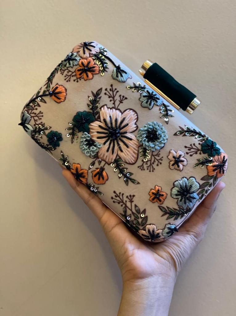 Floral Embroidered Clutch – Artisan Occasion Handmade Bag for Women UK