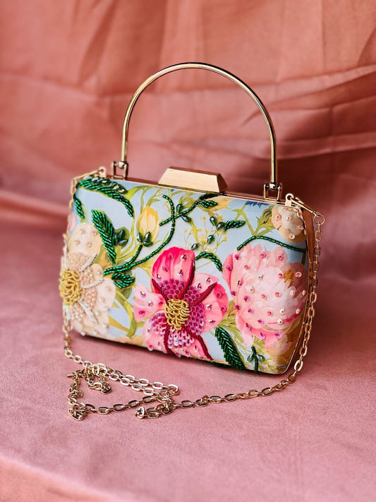 The Kensington Bloom – Floral Luxe Clutch for the Modern UK Miss