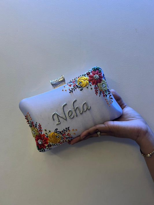 Custom Name Clutch – Personalised Floral Handbag UK by Siveira